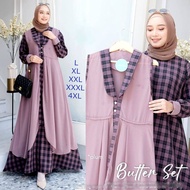 Gamis Syari Premium Gamis + Outer Jumbo Kekinian Tahun 2025 Size LD UP TO 140