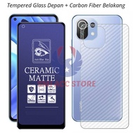 LAYAR Package 2in1 Front And Back Mi 11 Lite 11T 11i 11X 10T Pro Tempered Glass Ceramic Anti Blue Screen Protector Anti-Scratch Front Screen Protector Anti Radiation Blue Back Garskin Skin Carbon Tg Hp Xiaomi Mi 11 Lite 5G 11i 11X 10t Pro Full Screen Anti