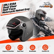 HNJ 818A Dual Visor Half Face Motorcycle Helmet Gray
