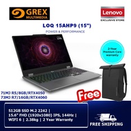 LENOVO LOQ 15AHP9 83DX0071MJ R5/8GB/RTX4050 OR 83DX0073MJ R7/16GB/RTX4060 GAMING LAPTOP (15.6_FHD/16GB/512GB/RTX4060/WIN11/2Y/LUNA GREY) FREE IdeaPad Gaming Modern Backpack (Black)