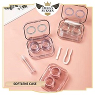 PHG -  Softlens Case Bening Plastik Tempat Kontak Lensa + Penjepit + Tongkat Tempat Softlens Bening 