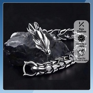 Men's stainless steel titanium silver bracelet KuuClothes Dragon bracelet with flying Dragon motif, 
