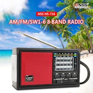 Nss Solar Radio FM/AM/SW 8 Bands Rechargeable HIFI Bluetooth Speaker Big Sound Transistor Radio With Battery And Flashlight