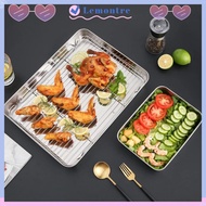 LEMONTRE Baking Pan, Non-stick 304 Stainless Steel BBQ Tray,  Bakeware Tools Rectangle Cooling Rack 