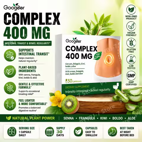 Googeer Intestinal Care Capsules 400 Mg with Berberine HCl Bitter Melon Turmeric Peppermint Supports