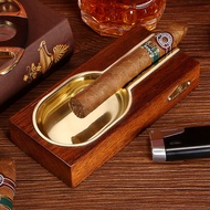 CIGARLOONG Ashtray Gold Plated Cigar Ashtray Piano Baking Paint Cedar Wood Ashtray Metal Alloy Creat