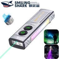 SMILING SHARK Magnetic Flashlight LED*2 Blue Laser Torch Light UV Purple Light 10Mode Type-c Recharg