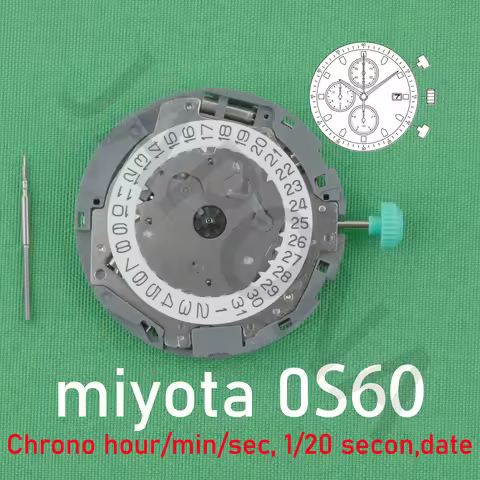 0s60 movement miyota 0S60-3 movement Chronograph movement Chrono hour/min/sec, 1/20 second Date miyo