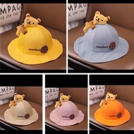 💥暢銷💥嬰兒漁夫帽 春夏薄款 可愛小熊🐻遮太陽帽 兒童刺繡卡通帽 內有防風繩 5色選擇 可另外加購防疫面罩