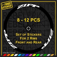 ZIPP (8 or 12 pcs) 700c 30mm Wheel Rim Sticker Decal Vinyl for Road Bike and Fixie