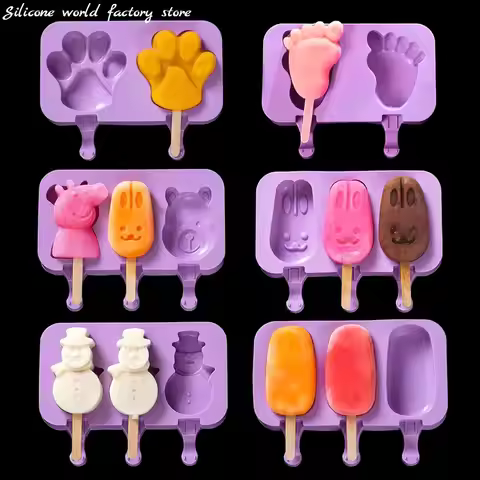 Silicone World DIY Ice Cream Silicone Molds Homemade Handheld Popsicle Mold Cheese Stick Mold Ice Po
