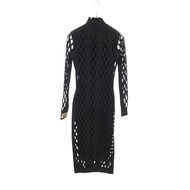 [Pre-owned, Grade A] Fendi FENDI Dress, FF Logo, Mesh, Black Rayon, Tight Dress, Layered, Women's.