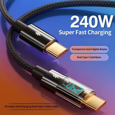 240W PD Fast Charging Type C To Type C Cable USB C To USB C Digital Display 100W USB A To Type C Cab