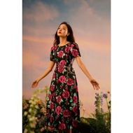 MY WAY Women's Streetwear Dress Round Neck Short Sleeve Elegant Floral Pattern 2MD02134W