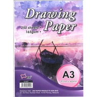 A3 Drawing Paper 165 gsm / Kertas Lukisan Saiz A3 Tebal 165gsm (250's) UNI