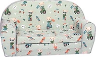 Delsit Toddler Couch &amp; Kids Sofa - Skater Bear, Cotton Fabric, 30"W x 14"D x 17"H, Machine Washable Slipcover