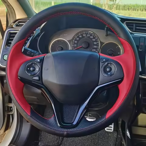 Car Steering Wheel Cover Genuine Leather For Honda Fit Jazz City 2014 2015 HRV HR-V 2016 Vezel 2015-