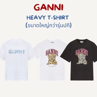 (Express Delivery) Ganni Tiger Print T-Shirt And Logo Pattern oversized Model