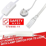 C7 Power Cord with 3 Pin Plug for Linea T5 Light Tubes or other modifications