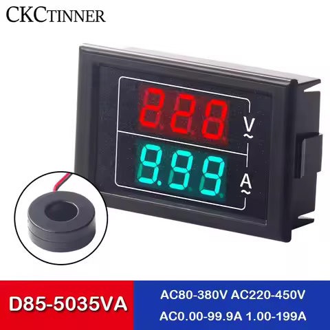 D85-5035VA Digital Voltmeter Ammeter LED Dual Digital Volt Meter Gauge AC80-380/220-450V AC0.00-99.9