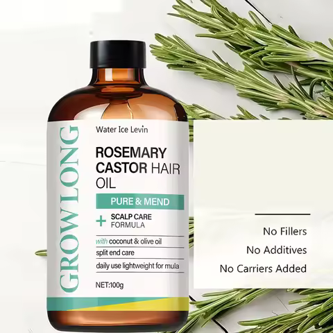 Rosemary Castor Hair Oil - Scalp Care & Split End Repair, Coconut Olive Oil Lightweight Blend, Winte