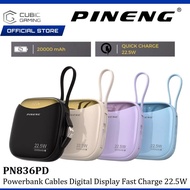 PINENG PN830/PN836 (10000MAH/20000MAH) POWERBANK TYPE C FAST CHARGING 22.5W BUILT IN CABLE PORTABLE 