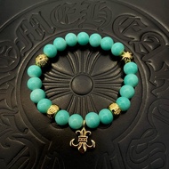 【Original】 Chrome hearts Turquoise bracelet with Silver Scout Flower