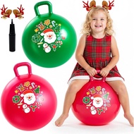 EVERICH TOY 2-Pack Hopper Ball for Kids 18In Sit On Bouncy Ball with Handle with Christmas Reindeer 