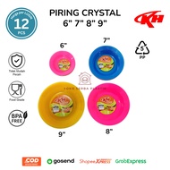 Crystal KH Plastic Dinner Plate 6" 7" 8" 9" Colors (12 pcs) Food Grade PP5 Plate BPA Free/