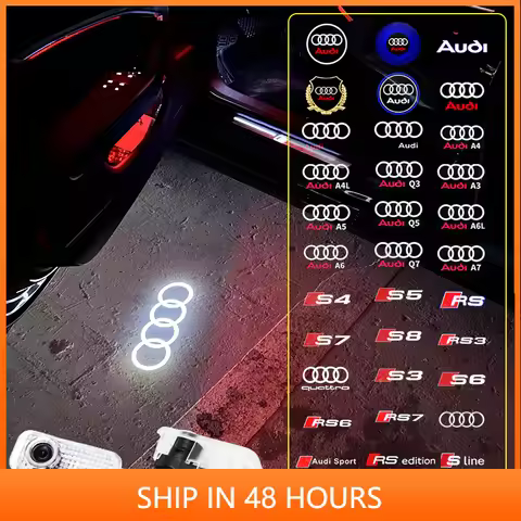 2pcs LED Car Door Emblem Styling For AUDI Q3 8U Q5 8R Q7 4L Q8 A4 B5 B6 B7 B8 B9 A6 C5 C6 C7 C8 A3 8