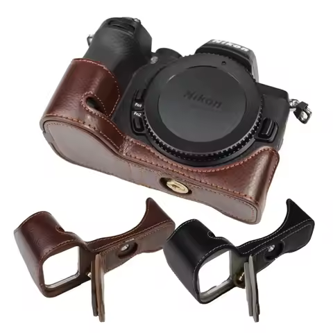 Protective Genuine Leather Camera Bag Half Base Body Case Cover Shell for Nikon Z50 Z-50 Z30 Z-30 PU