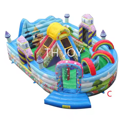 by ship to door,7.5x5.5m custom amusement park inflatable funcity, commercial rent inflatable bouncy