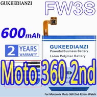 High Capacity  Baery FW3S 600mAh FW3L 480mAh for Motorola Moto 360 2nd Moto360 2nd 42mm 46mm SNN5962A