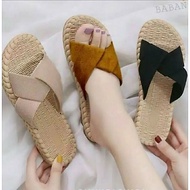 ETHNIC SUEDE SANDALS Wanita sandal perempuan selipar wanita selipar perempuan flat sandal