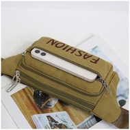 Men Women Canvas Waist Bag Cash Register Large-Capacity Bag Outdoor Sports Multifunctional Cross-Bod