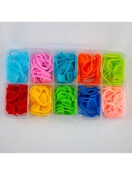 120入組印記扣附儲存盒,彩色塑膠標記針縫製手工具,適用於針織縫紉,隨機顏色