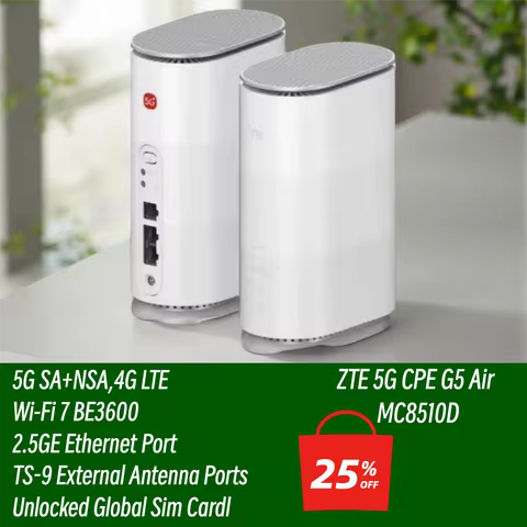 Unlocked ZTE G5 Air 5G WiFi 7 CPE MC8510D Router BE3600 2.5G RJ45 Port NFC 5G NR 4G LTE Cat19 Sim Ca