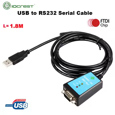 USB to RS232 Cable FTDI Chip DB9 Male 1.8M High-Speed RS232 to USB Adapter Converter for Win10/11/Li