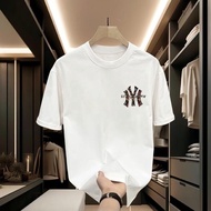 In Stock Locally Men's 100% Milk silk T-Shirt New Fashion Short-Sleeved T-Shirt Casual Sports Round 