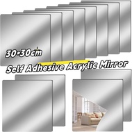 DIY Makeup Mirror Stickers - Acrylic Flexible Mirror Tiles -Bathroom Self-adhesive Wall Stickers