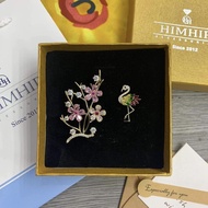 [Nhập mã LAZXuHuong03 giảm 40k/299k] [HIMHIP] [Ảnh thật] Set Cài Áo Cành Hoa Đá Phale Hồng + Cài 