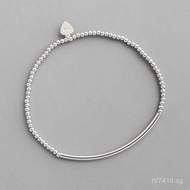 Round beads ST935Round Tube Simple Silver Hand Jewelry Korean Style2mm Rubber Band S925Purely Handma