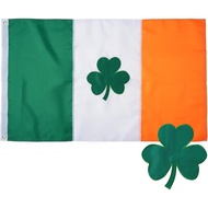 Bendera Shamrock Ireland 3X5 Kaki untuk Luar Ruangan, Bendera Ireland Bersulam, Bendera Clover Irela
