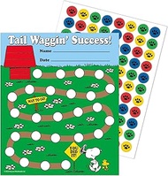 Eureka Peanuts Mini Student Sticker Reward Charts for School or Home, 5" x 6", 36 Charts and Over 70