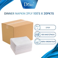 Duro TP116 Dinner Napkin [Carton] 2ply, 100's x 20pkts / Napkin Plain White 1ply Table Paper Napkin 
