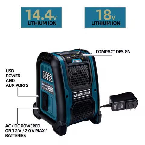 For Dewalt For Makita For Bosch For Milwaukee 14.4V 18V Li-ion Battery Bluetooth Speaker MP3 Player 