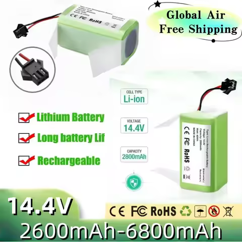 14.4V 6800mAh Li-ion Battery for for Conga 990 1090 Tesvor X500 Ecovacs Deebot N79 N79S DN622 Eufy R