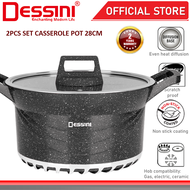 DESSINI ITALY GSB-28 Granite Die Cast Aluminium Non Stick Casserole Pot Bowl Deep Fry Pan Cookware T