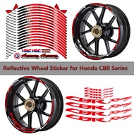 17 inch Motorcycle Wheel Sticker Reflective Wheel hub Rim Decals for Honda WAVE 125 110 150 CBR500R 650F CB500F CBF 1000 CB 190R CB650R