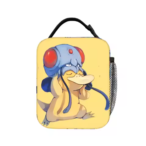 Psyduck Has a Hat Insulated Lunch Bags Portable Pokemon Lunch Container Thermal Bag Tote Lunch Box C